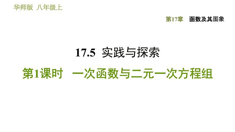 华师版八年级下册数学课件 第17章 17.5.1  一次函数与二元一次方程组01