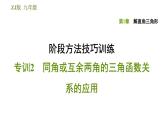 浙教版九年级下册数学课件 第1章 阶段方法技巧训练  专训2 同角或互余两角的三角函数关系的应用