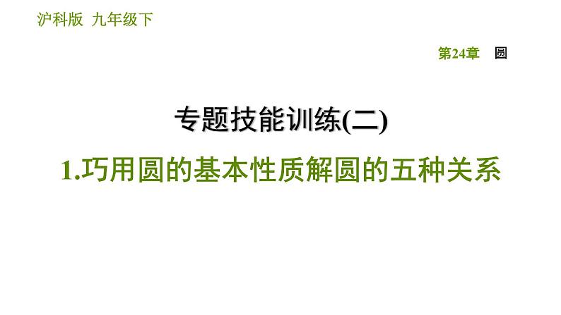 沪科版九年级下册数学课件 第24章 专题技能训练(二)  1.巧用圆的基本性质解圆的五种关系第1页