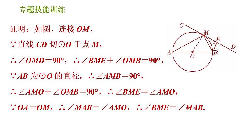 沪科版九年级下册数学课件 第24章 专题技能训练(四)  3.圆与学科内知识的综合应用04