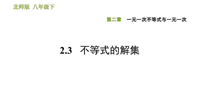 北师版八年级下册数学课件 第2章 2.3 不等式的解集01