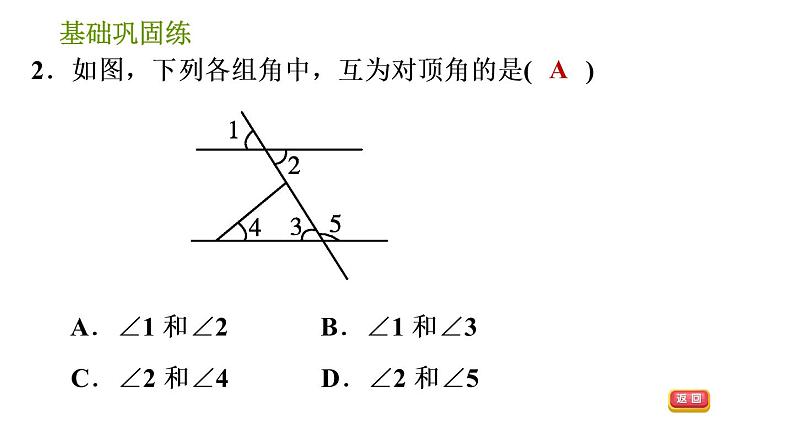 沪科版七年级下册数学课件 第10章 10.1.1 对顶角第5页