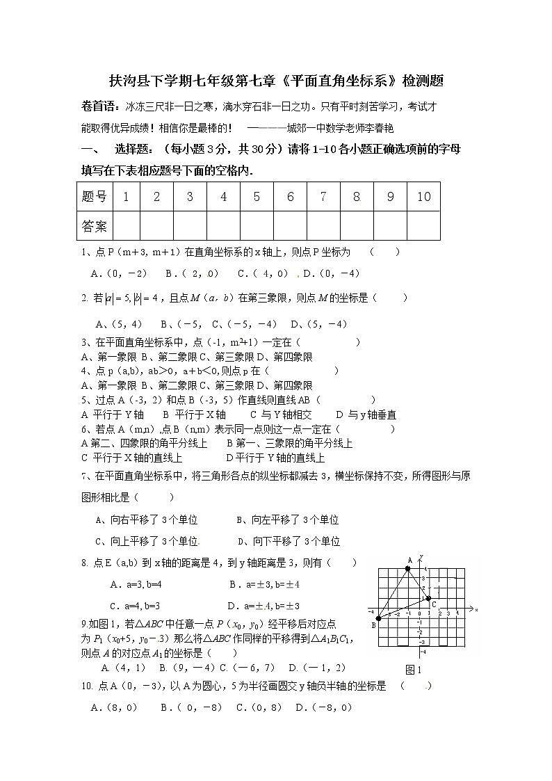 第七章《平面直角坐标系》检测题201