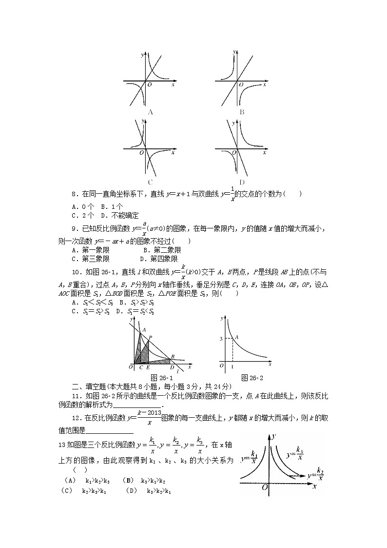 第二十六章 反比例函数测试 题2（含答案）（新版）新人教版第2页