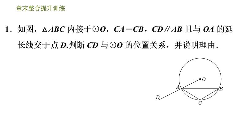 浙教版九年级下册数学课件 第2章 章末整合提升训练 专训1　直线与圆有关的作辅助线的方法第3页