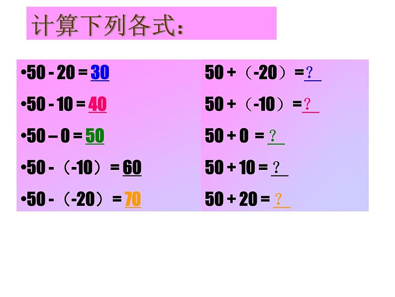 人教版七年级数学上册课件：1.3.2有理数的减法第7页