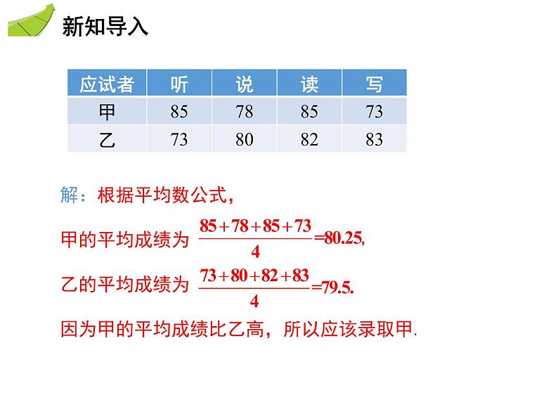 23.1 第2课时 加权平均数-2020秋冀教版九年级数学上册课件(共22张PPT)04