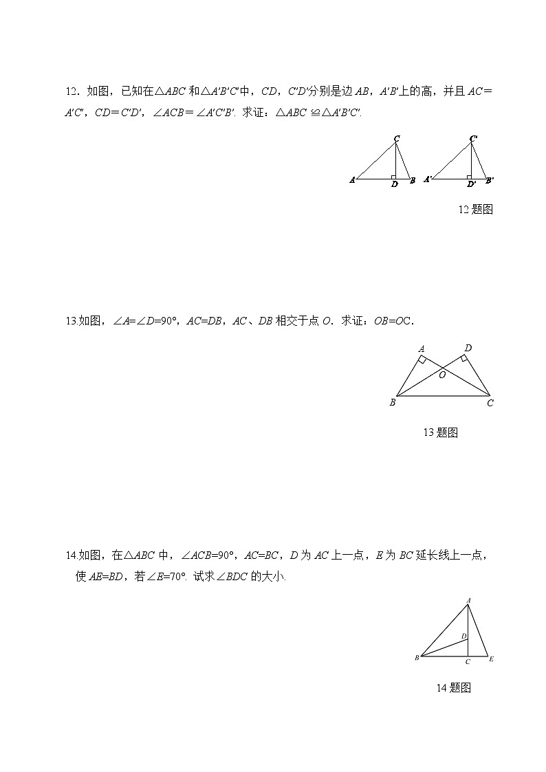 13.2.6斜边直角边-华东师大版八年级数学上册课堂限时训练03