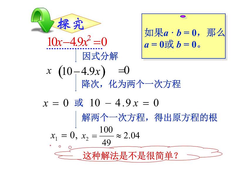 2020-2021学年人教版数学九年级上册21.2因式分解法解一元二次方程课件06