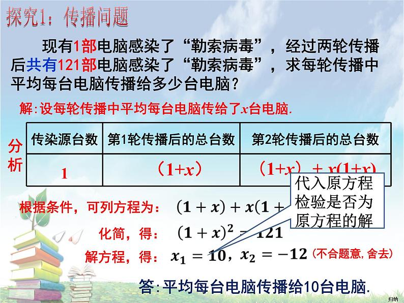 2020-2021学年人教版数学九年级上册21.3用一元二次方程解决实际问题传播问题课件06