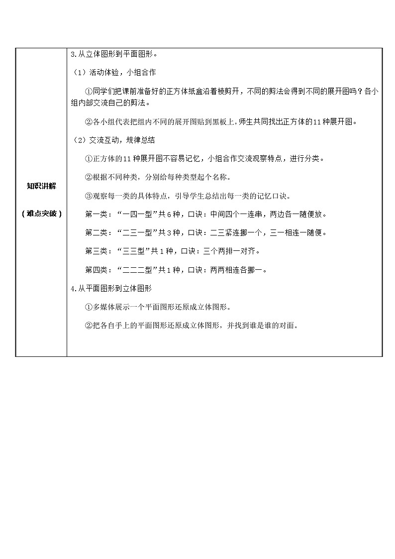 人教版数学七年级上册 4.1.1立体图形与平面图形5 教学设计第2页