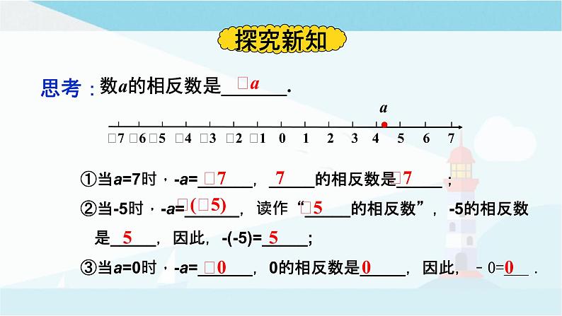 华师大版七年级上册数学  2.3 相反数 课件06