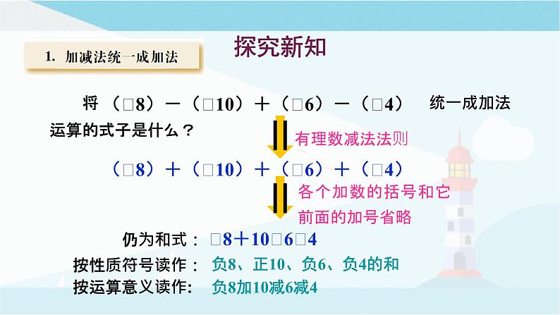 华师大版七年级上册数学  2.8 有理数的加减混合运算 课件03