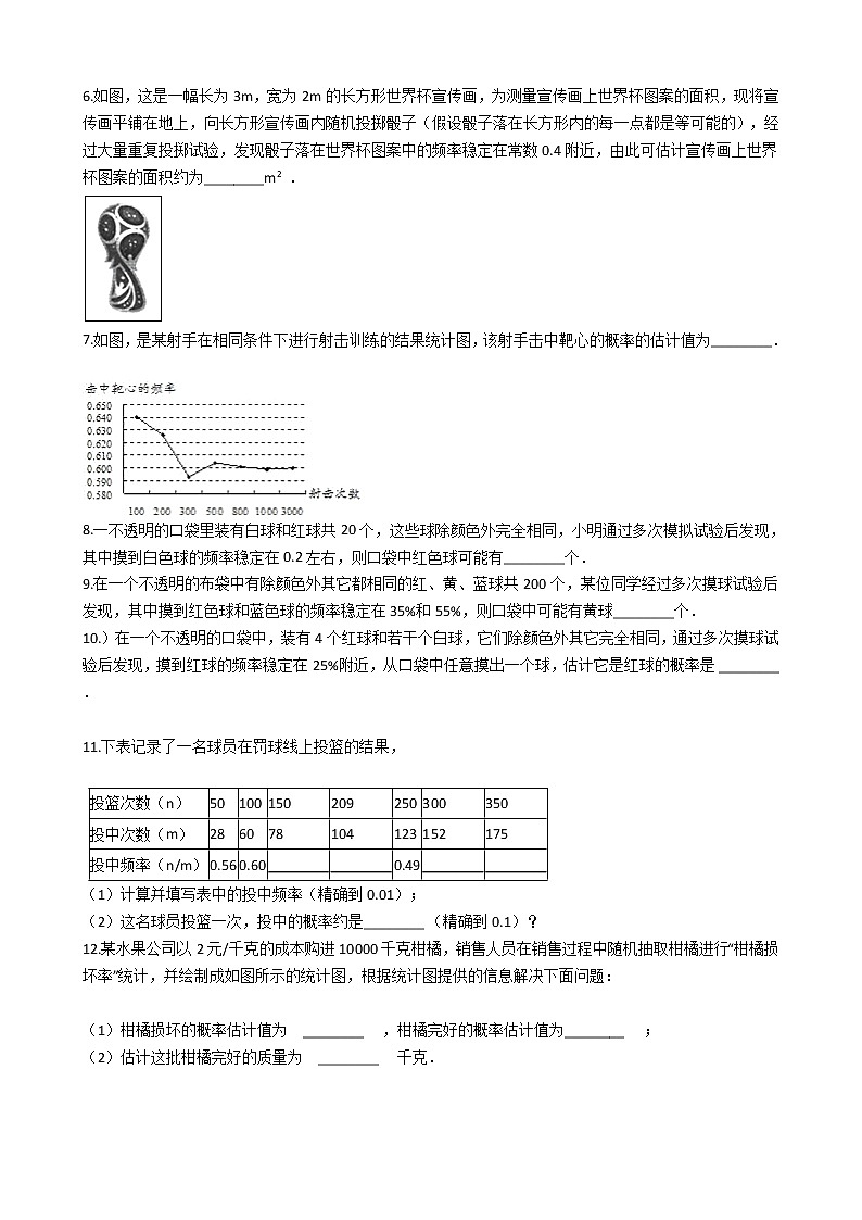第二十五章 25.3用频率估计概率-人教版数学九年级上册同步训练试题精选02