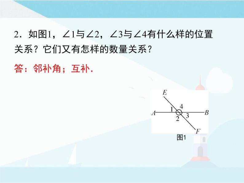 华师大版七年级上册数学5.1.3《同位角、内错角、同旁内角》课件04