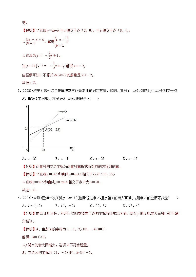 专题09一次函数（共50题）-2020年中考数学真题分项汇编（解析版）【全国通用】第2页