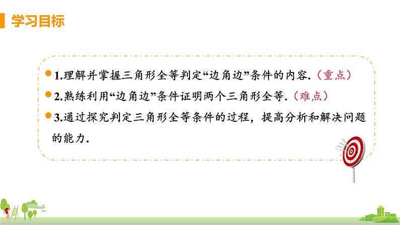 苏科数学八年级上册 1.3《课时1 边角边判定三角形全等》PPT课件第2页