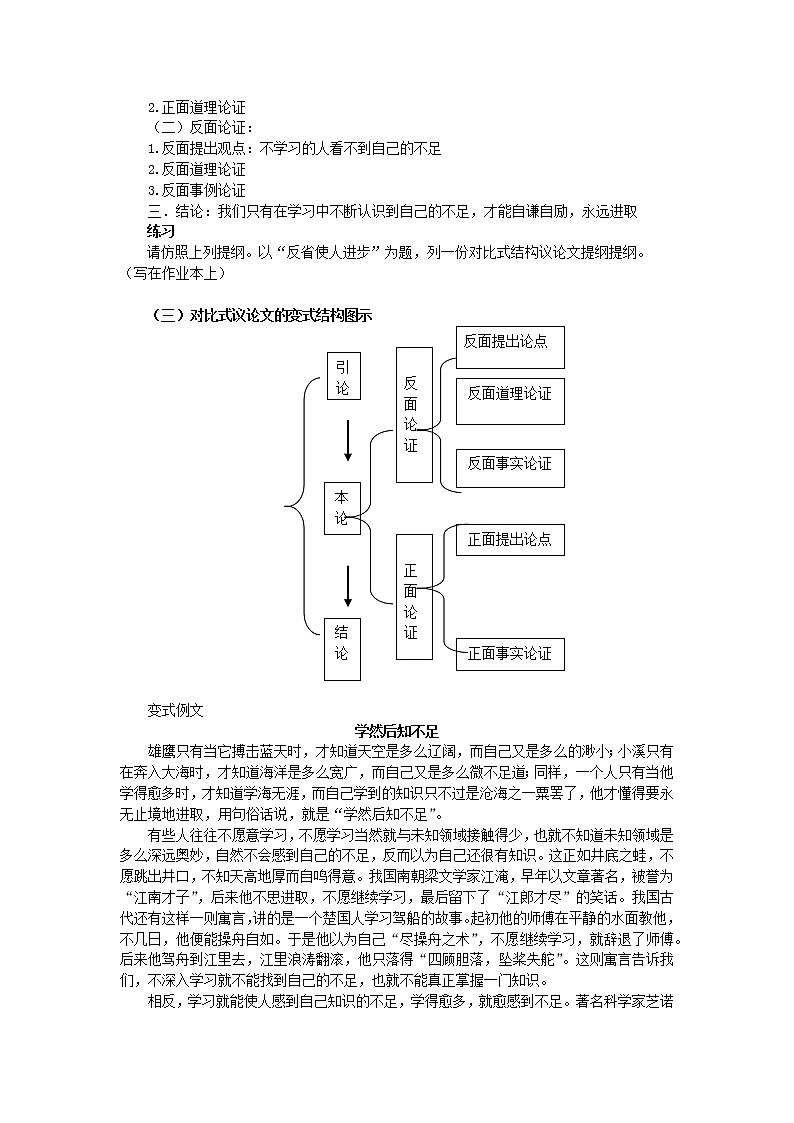 2021年中考作文指导：对比式结构议论文写作训练及例文教案02