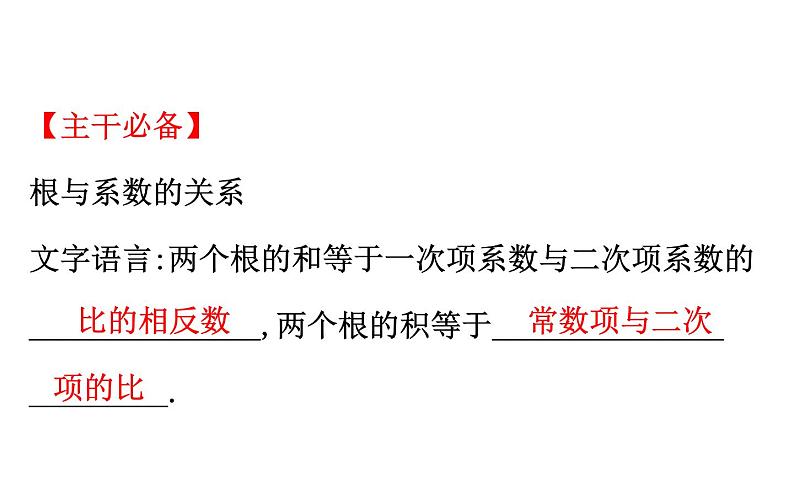 2021-2022学年人教版数学中考专题复习之一元二次方程根与系数的关系课件PPT02