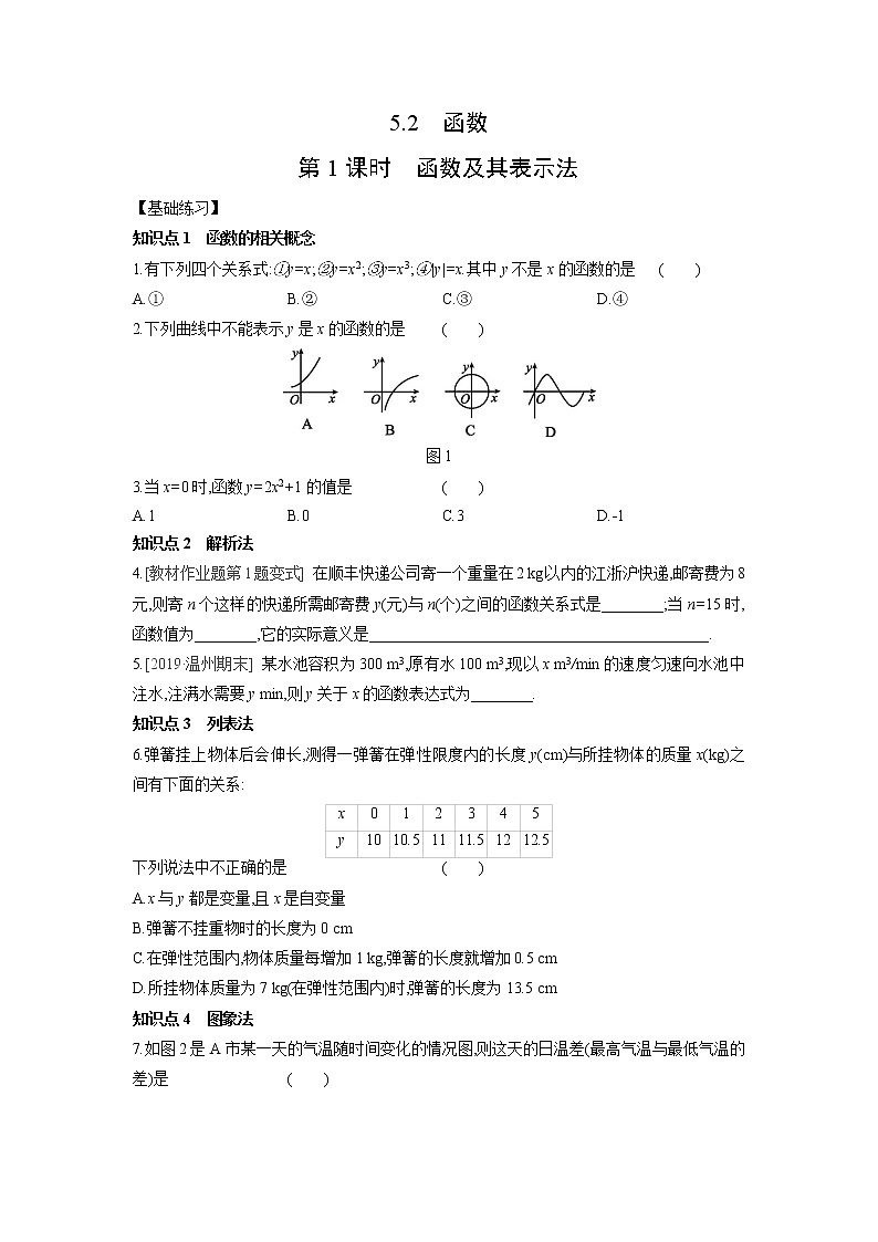 5.2函数练习题浙教版八年级数学上册第1页