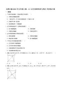 初中数学北师大版九年级上册3 正方形的性质与判定练习