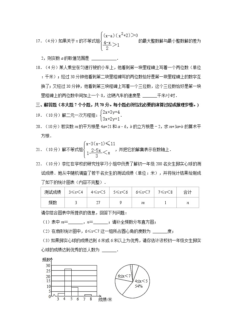 2020-2021学年重庆市长寿区七年级（下）期末数学试卷第3页