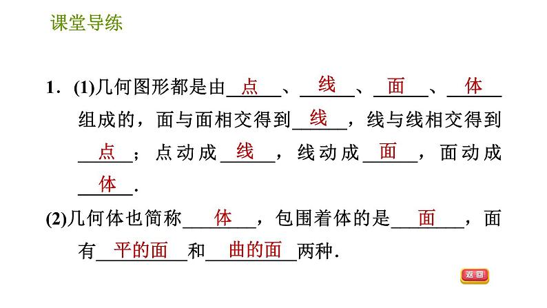 人教版七年级上册数学习题课件 第4章 4.1.5 点、线、面、体第3页