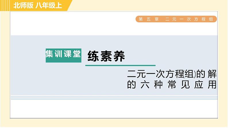 北师版八年级上册数学习题课件 第5章 集训课堂 练素养 二元一次方程(组)的解的六种常见应用01