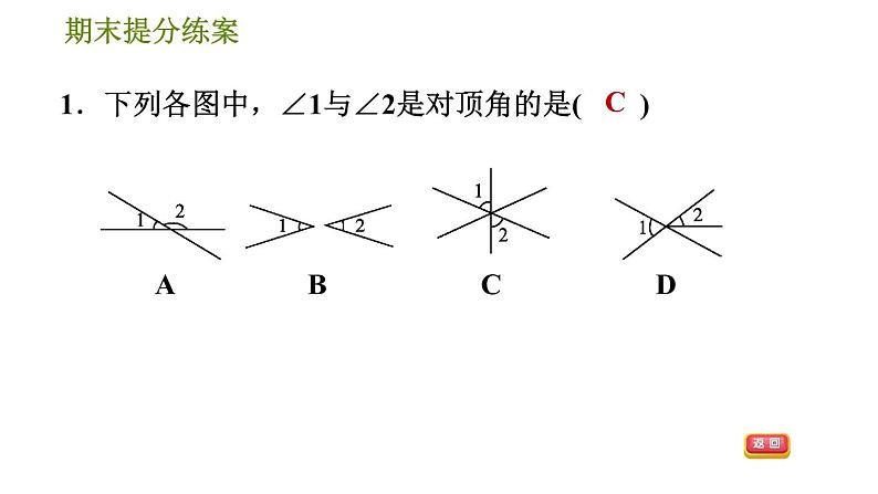 华师版七年级上册数学习题课件 期末提分练案 第7课时　相交线与平行线05