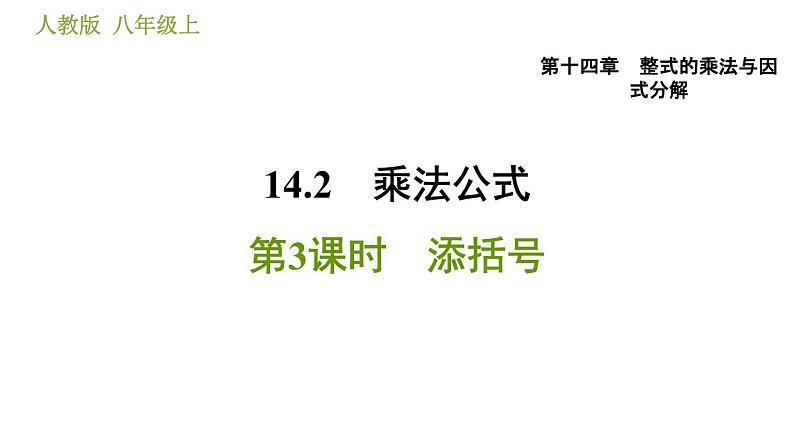 人教版八年级上册数学习题课件 第14章 14.2.3  添括号01