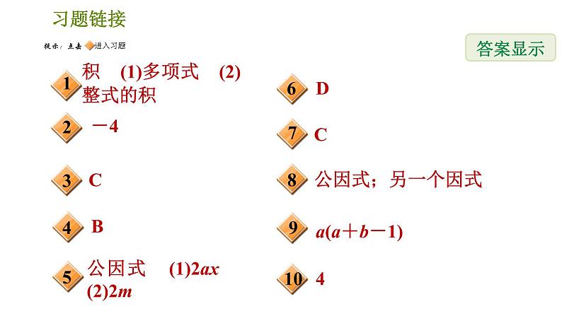 人教版八年级上册数学习题课件 第14章 14.3.1  直接用提公因式法第2页