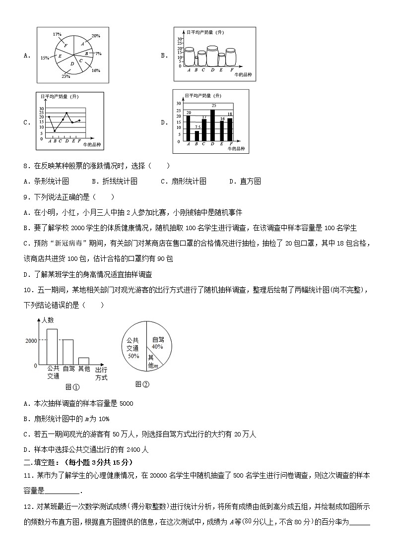 北师大版2021年七年级（上）第六章《数据的收集与整理》单元检测卷第2页