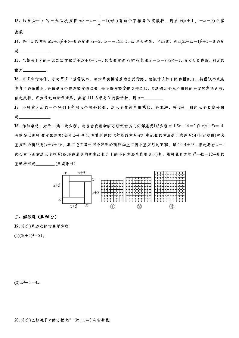 人教版2021年九年级数学上册第21章《一元二次方程》单元检测卷第2页