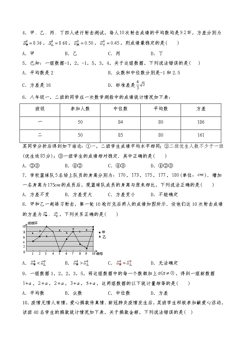 八年级数学上册试题 一课一练  6.4《数据的离散程度 》习题1-北师大版（含答案）第2页