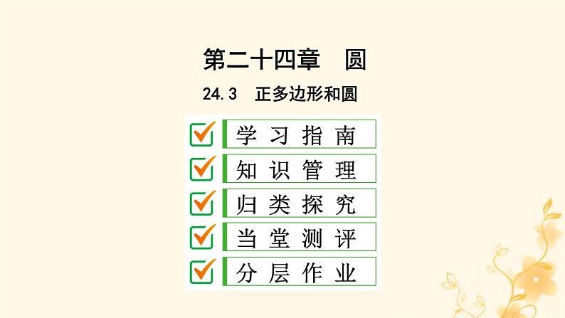 2021-2022学年人教版数学九年级上册24.3　正多边形和圆课件PPT第1页