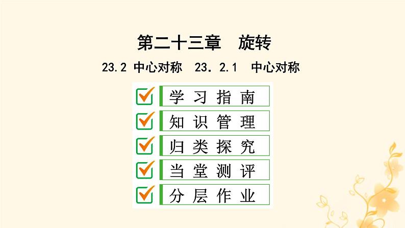 2021-2022学年人教版数学九年级上册23．2.1　中心对称课件PPT第1页