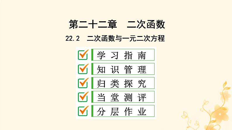 2021-2022学年人教版数学九年级上册22.2　二次函数与一元二次方程课件PPT01