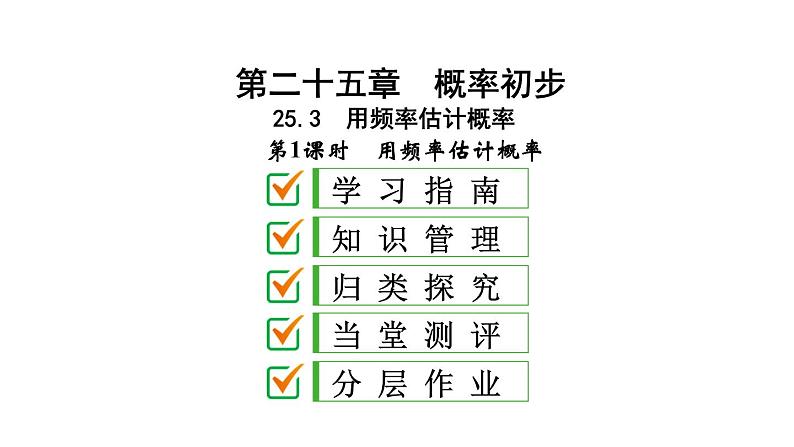 2021-2022学年人教版数学九年级上册25.3　用频率估计概率课件PPT01