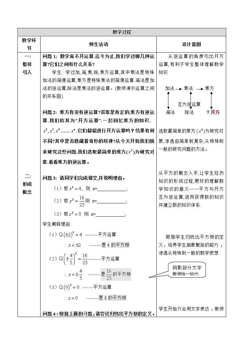 北京课改版 数学八年级上册  11.1平方根 教案02