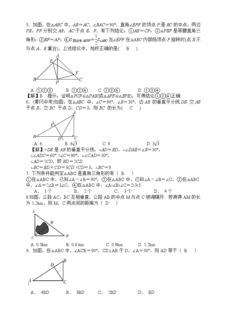 浙教版数学八年级上册 ：2.6 直角三角形（原卷版+解析版）02