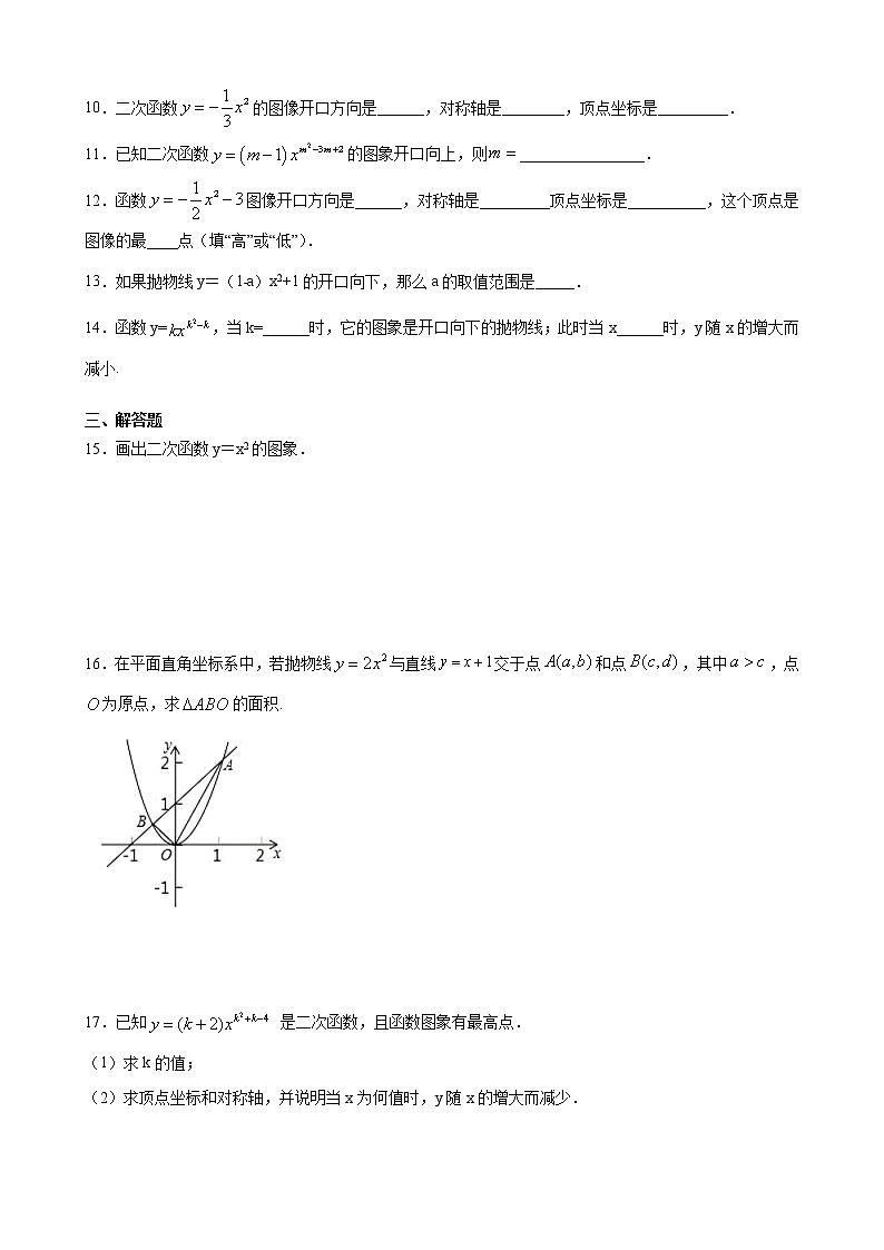 人教版 九年级上册第二十二章 22.1.2二次函数y=ax²的图象和性质 同步练习（原卷和解析卷）02