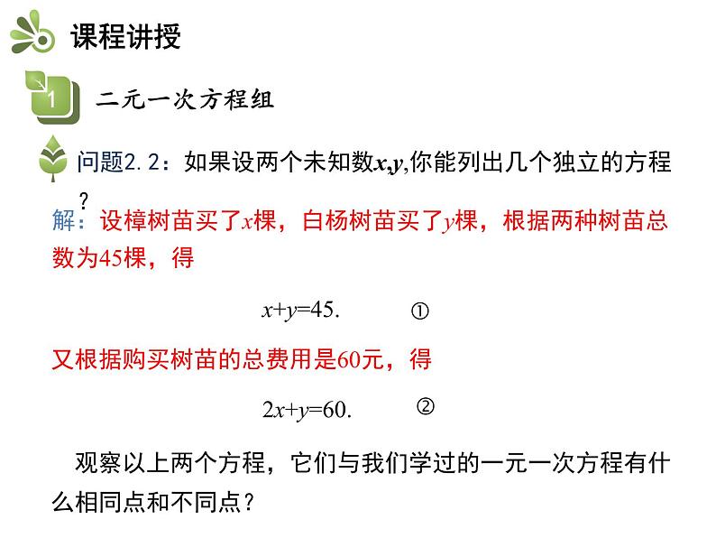 3.3二元一次方程组及其解法  第1课时二元一次方程（组）的概念   沪科版七年级数学上册教学课件07