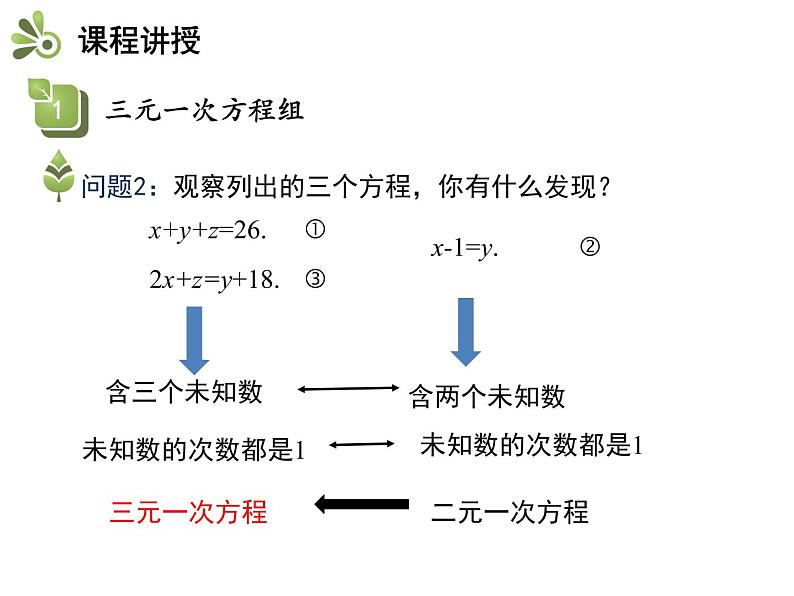 3.5三元一次方程组及其解法   沪科版七年级数学上册教学课件06