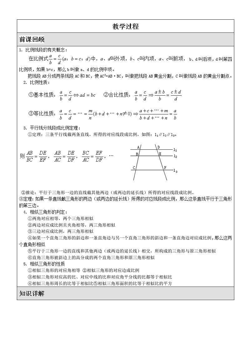 北师大九年级数学上第四章相似三角形的性质及判定讲义 (2)01