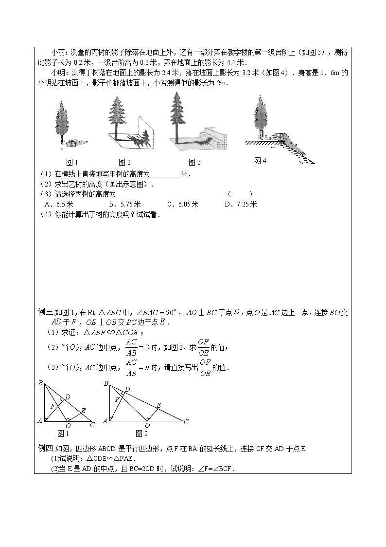 北师大九年级数学上第四章相似三角形的应用讲义 (2)第2页