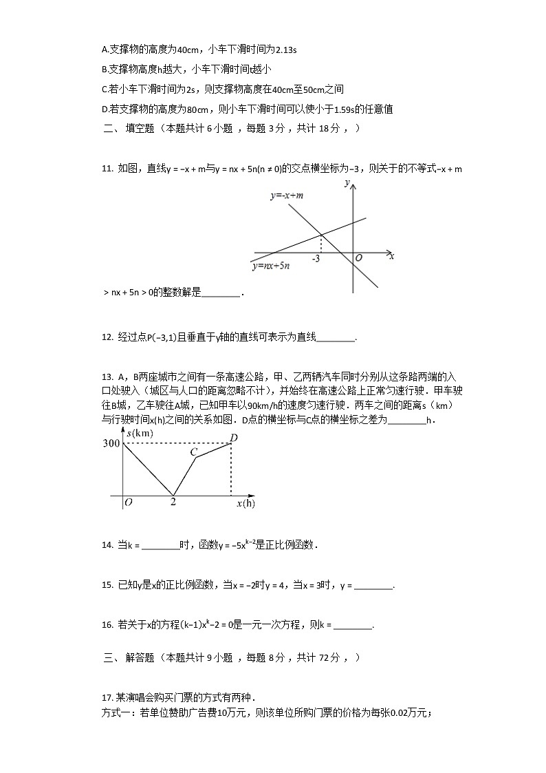 2021年新人教版八年级下数学第19章一次函数单元测试卷含答案第3页
