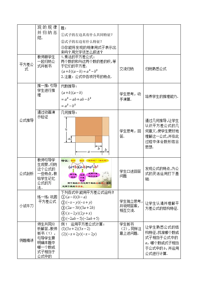 人教版八年级数学上册教案-14.2.1 平方差公式102