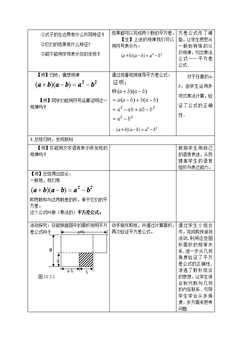 人教版数学八年级上册14.2.1 平方差公式教案02