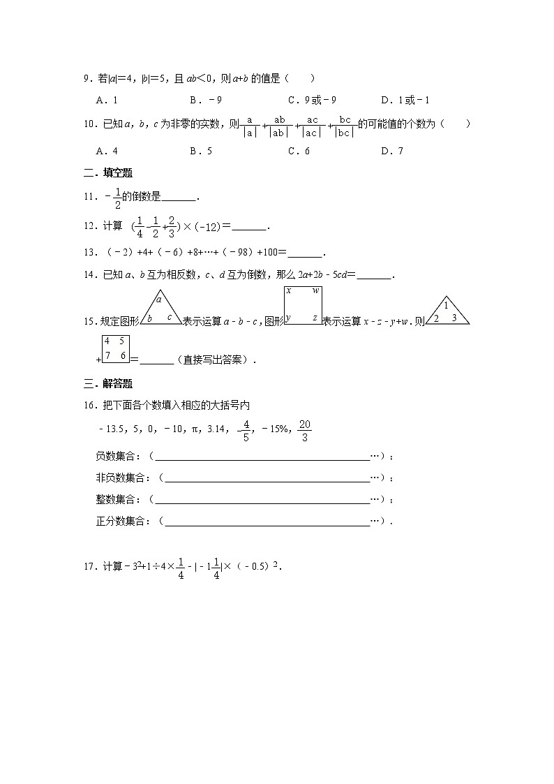 人教版2021年七年级数学上册第1章《有理数》单元复习题 word版，含答案第2页
