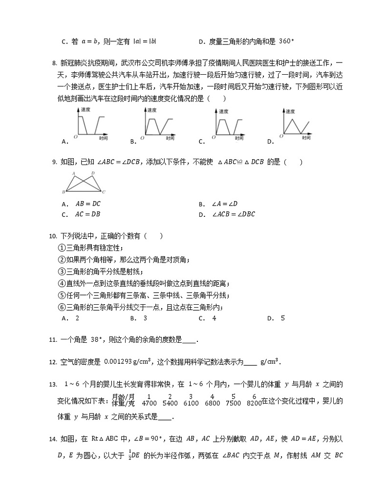 2019-2020学年四川成都彭州市七下期末数学试卷第2页